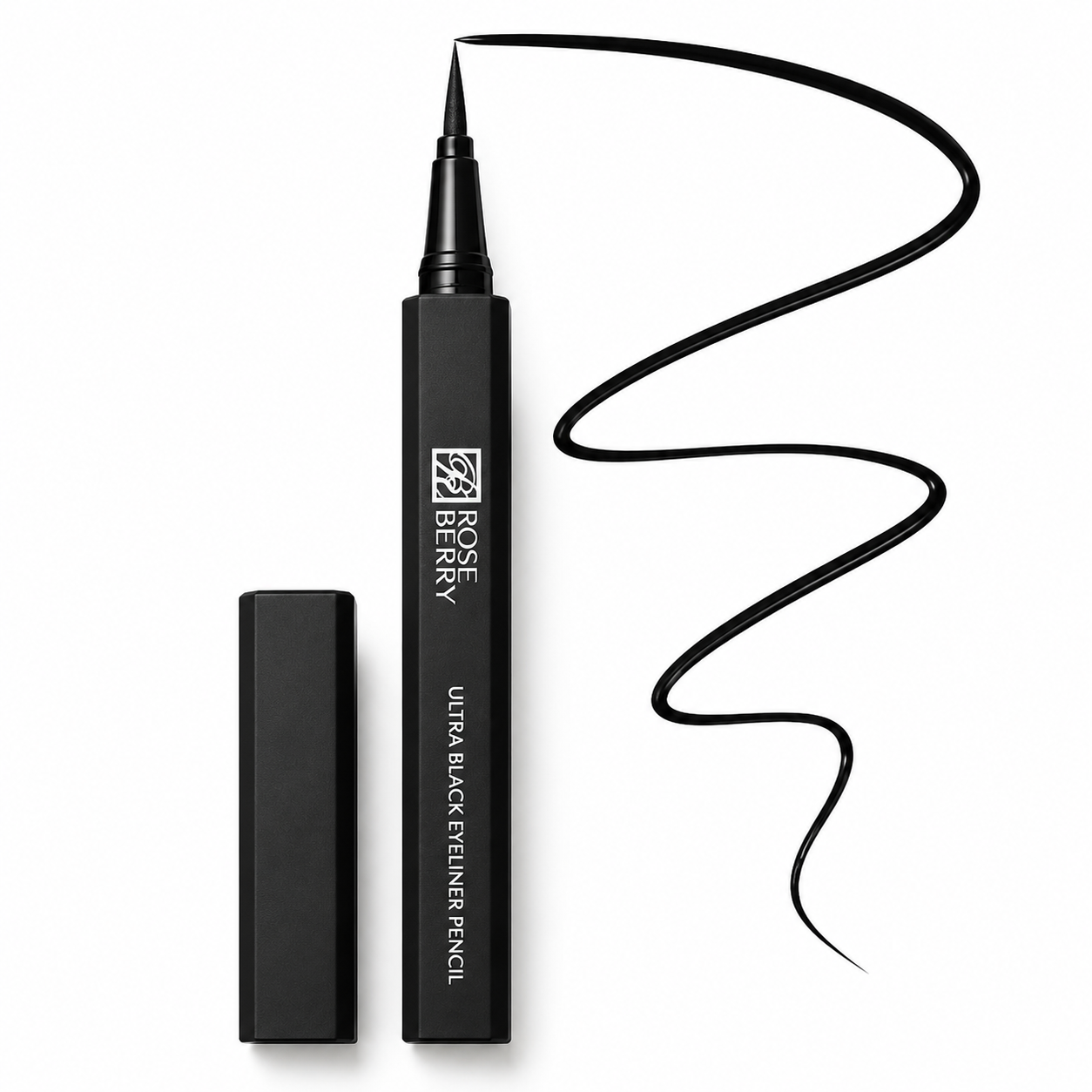 Rose Berry Ultra Black Eyeliner Pencil, Waterproof, Long-Lasting Formula