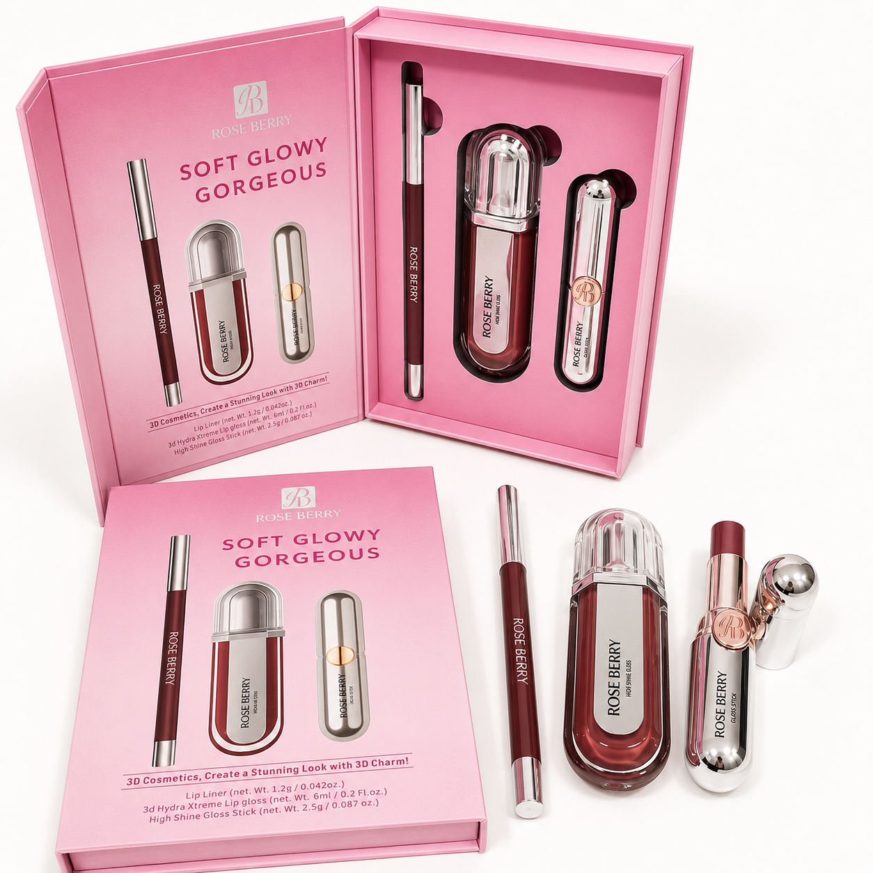 Rose Berry Soft Glowy Gorgeous – 3-Piece Lip Set