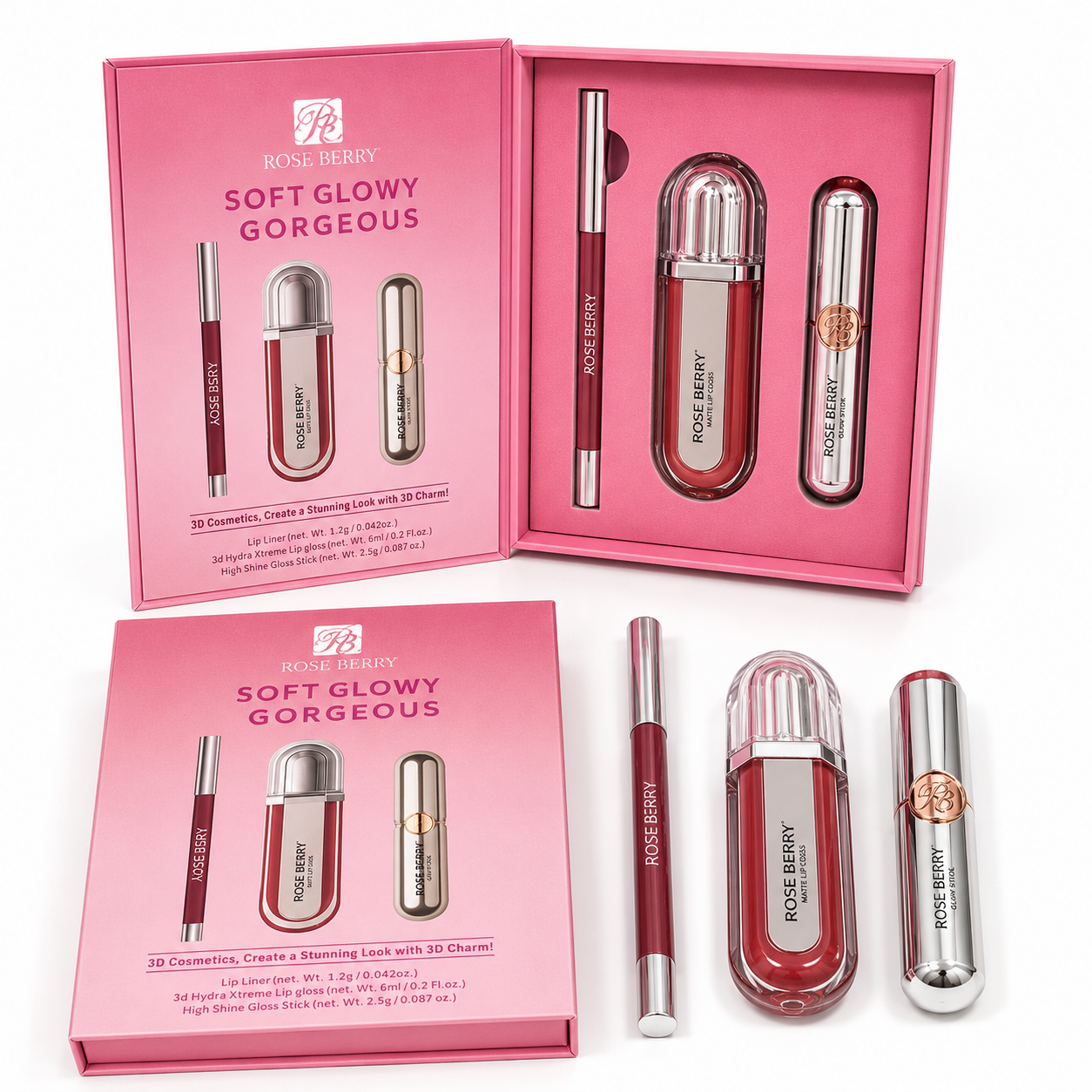Rose Berry Soft Glowy Gorgeous – 3-Piece Lip Set