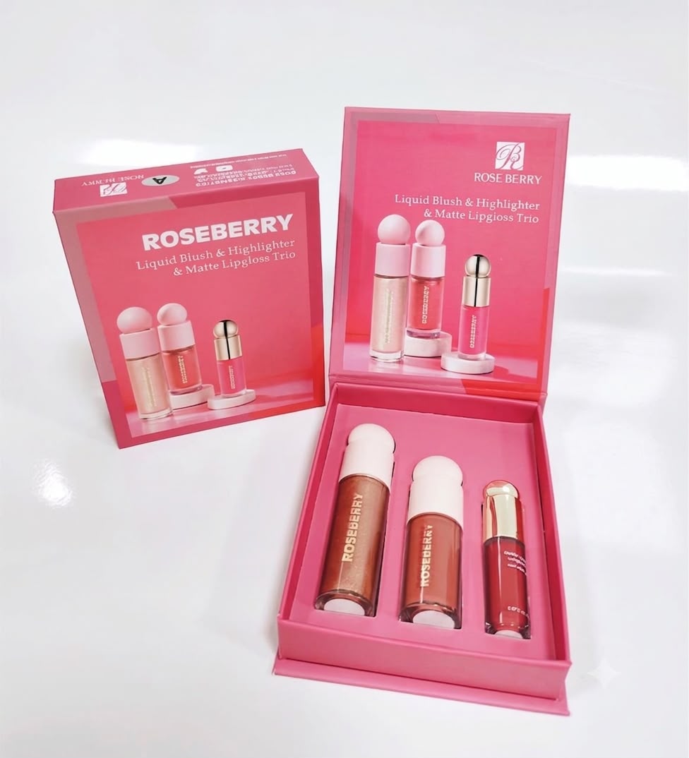 Liquid blush&highlighter& Matte lipgloss Trio