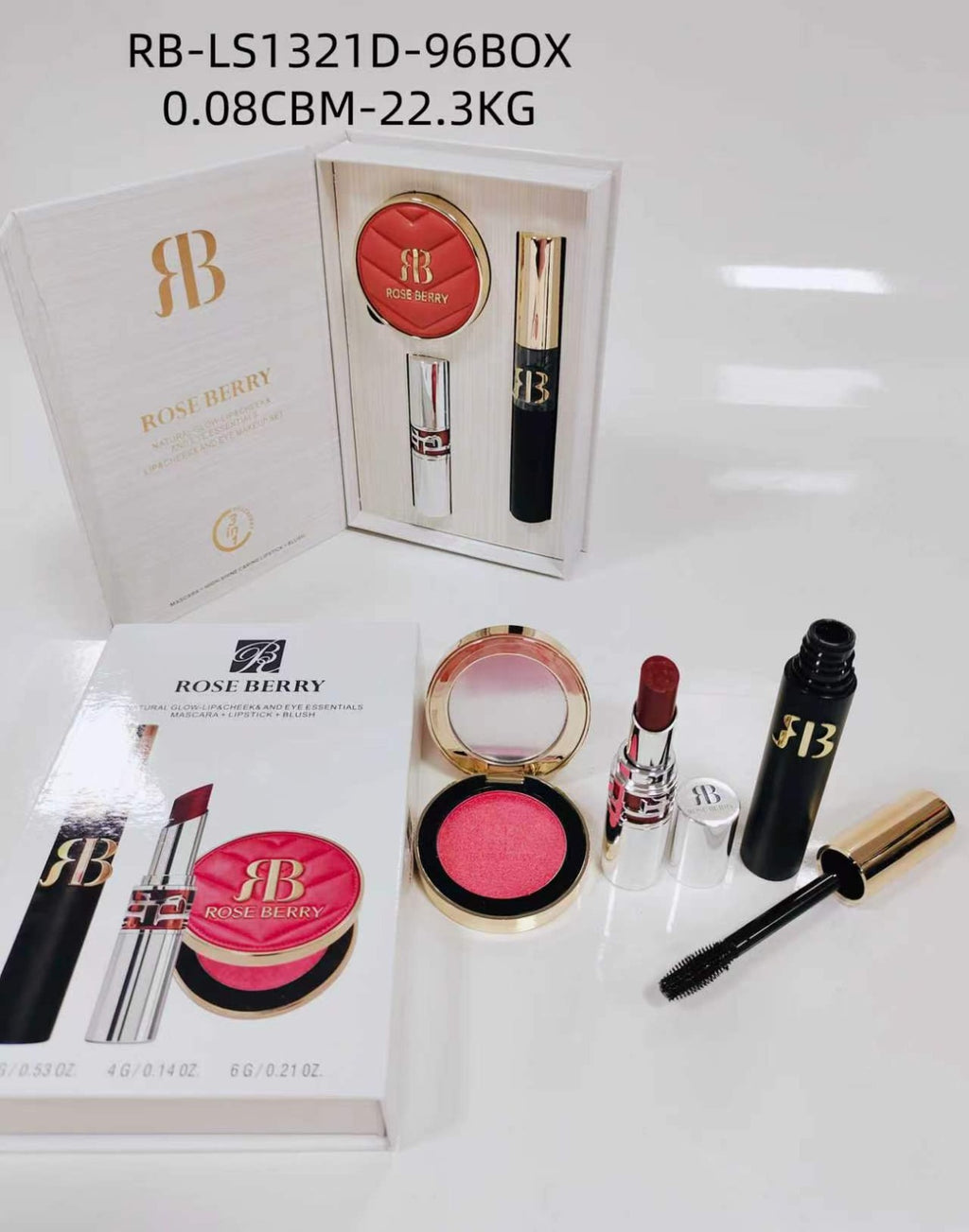 Rose Berry Mascara+Lipstick+Blush Set - Shade D