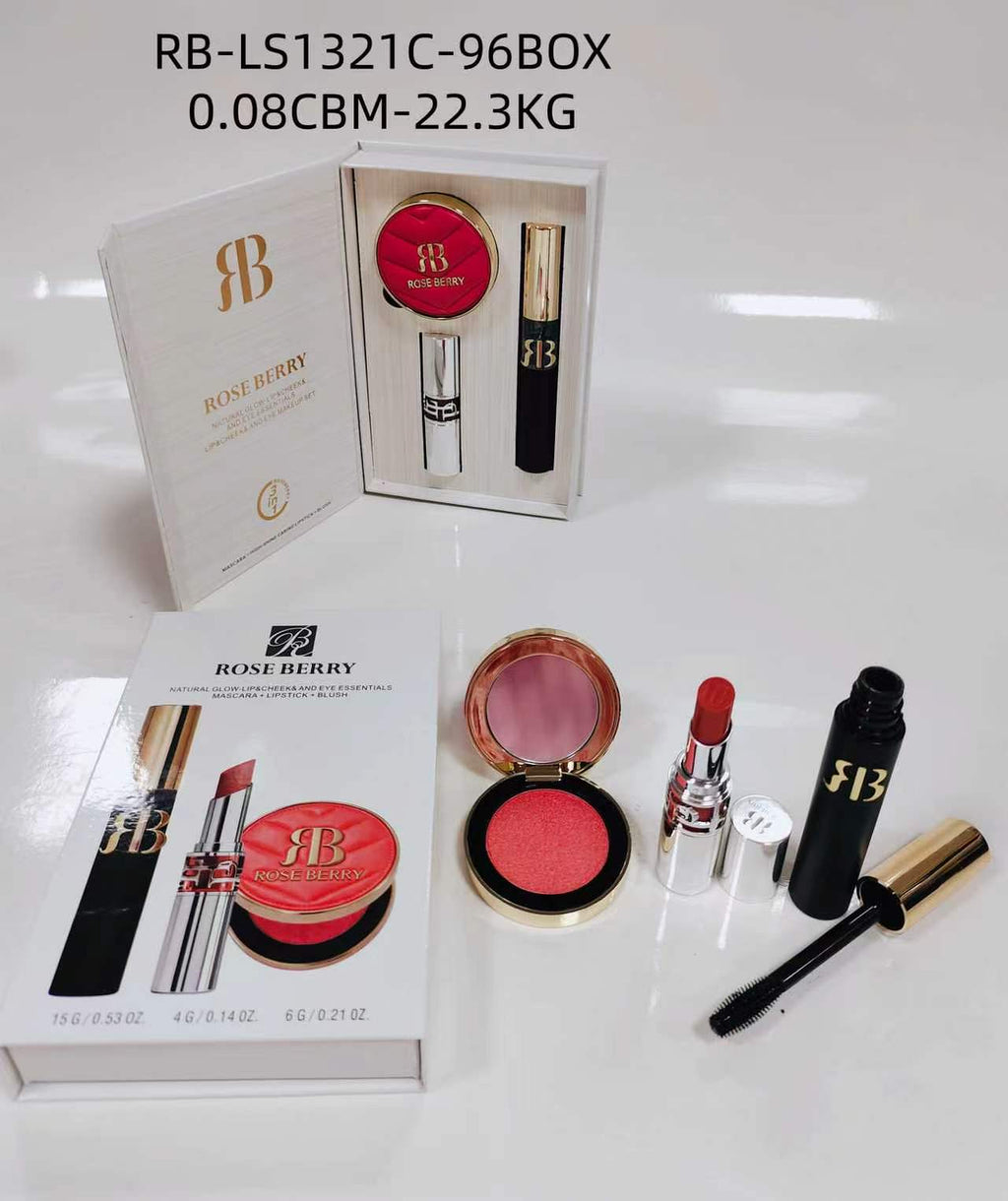 Rose Berry Mascara+Lipstick+Blush Set - Shade C