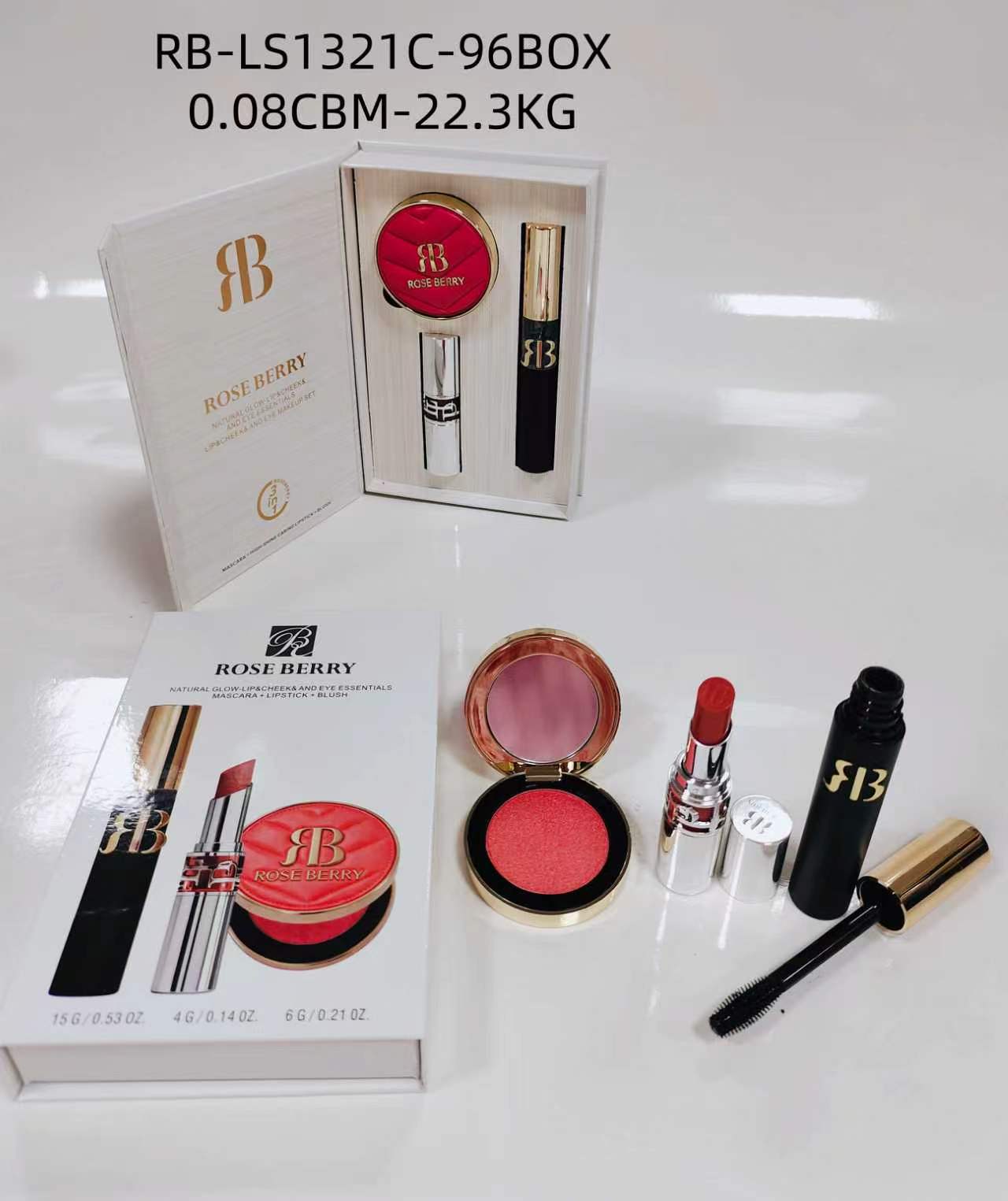 Rose Berry Mascara+Lipstick+Blush Set - Shade C